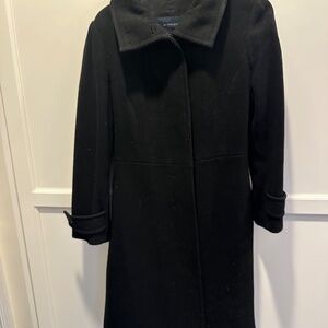 Black Burberry Wool Long Coat Sz 6 (Sz 40)